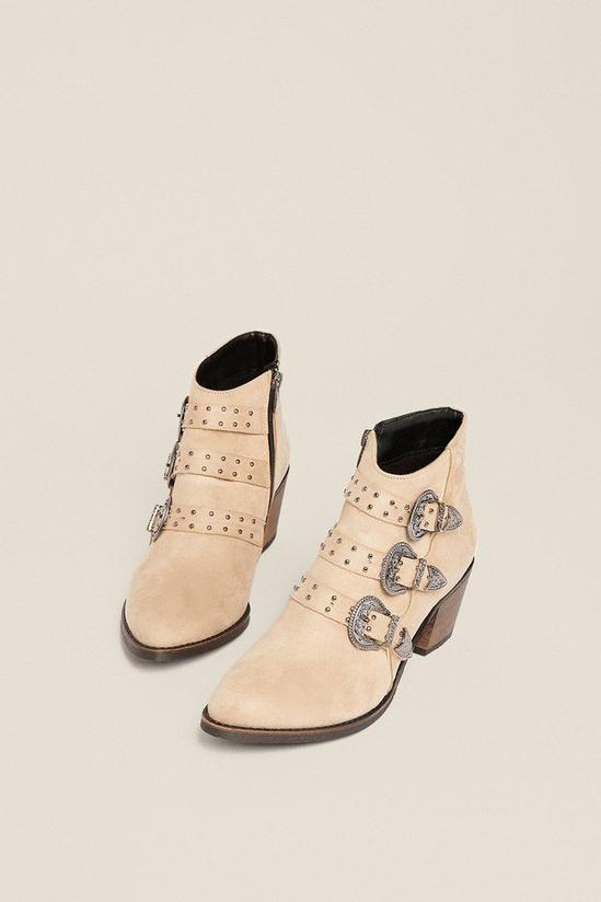Oasis Triple Studded Western Buckle Ankle Boot 2