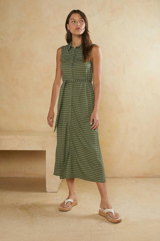 Oasis Stripe Pique Sleeveless Midi Shirt Dress 2