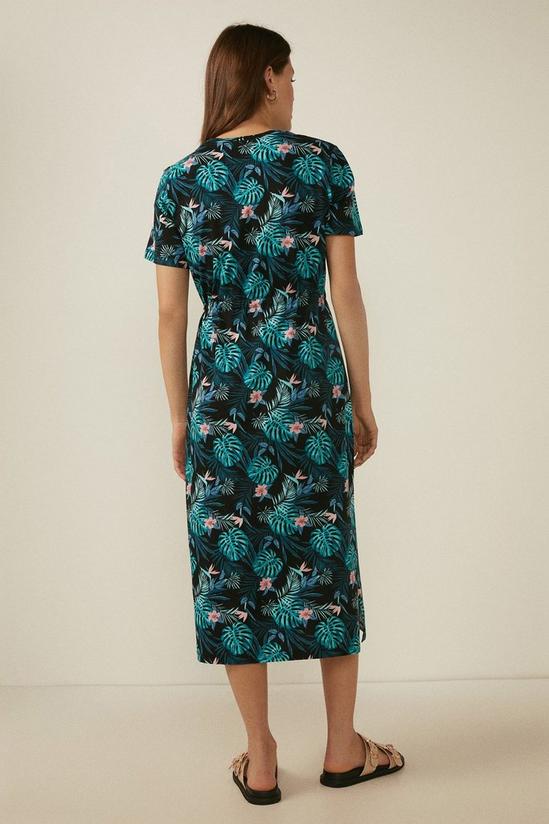 Oasis Palm Print Drawstring T Shirt Midi Dress 3