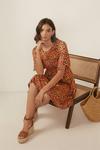 Oasis Reena Shirred Bodice Angel Sleeve Mini Dress thumbnail 2