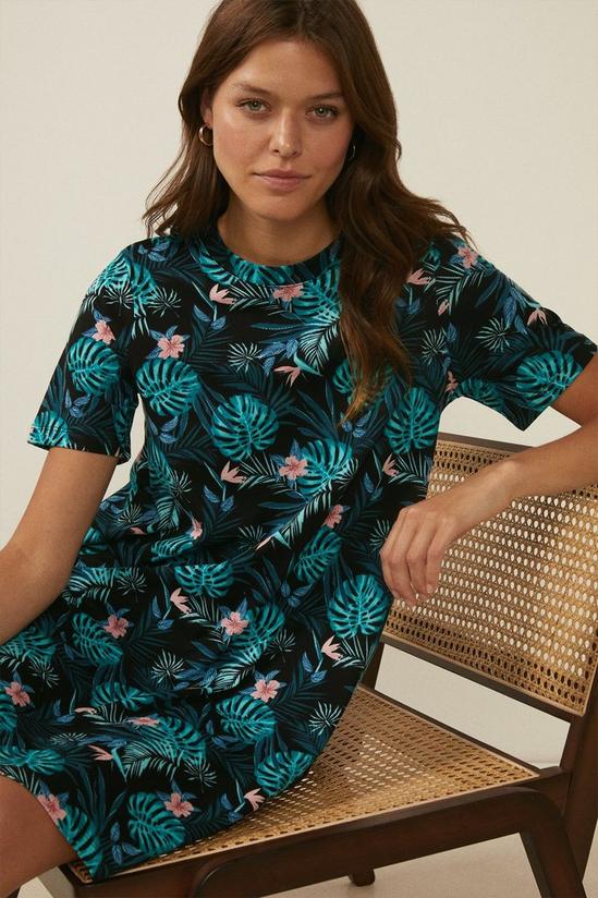Oasis Palm Print Trapeze T-shirt Dress 1