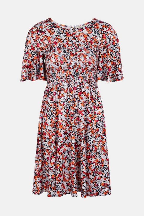 Oasis Dani Shirred Bodice Angel Sleeve Mini Dress 5