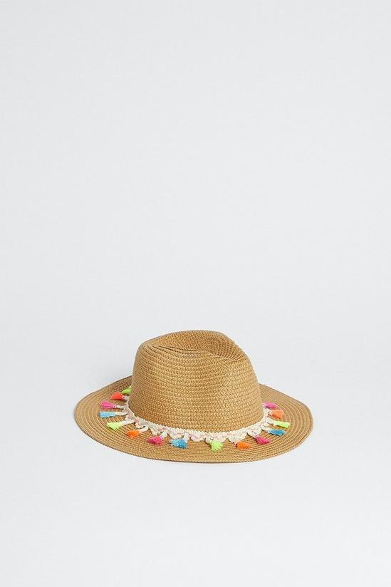 Oasis Colourful Tassel Trim Beach Hat 1