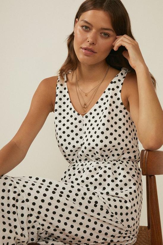 Oasis Polka Dot Textured Tie Shoulder Midi Dress 2