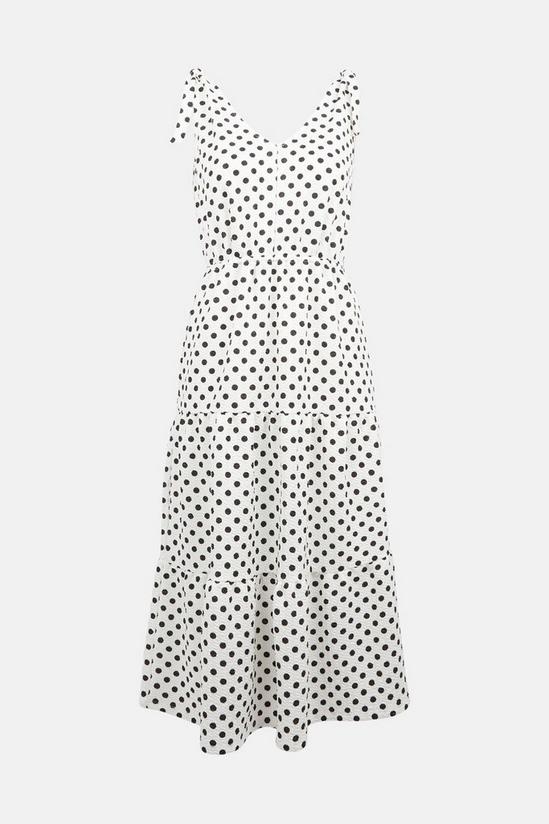 Oasis Polka Dot Textured Tie Shoulder Midi Dress 5