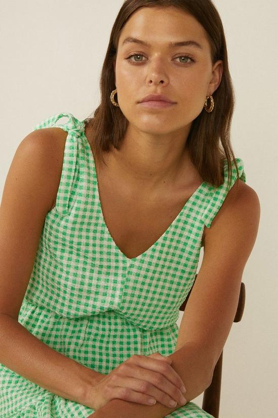 Oasis Gingham Textured Tie Shoulder Mini Dress 4
