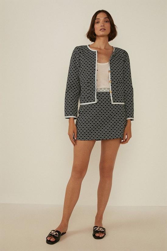 Oasis Geo Textured Print Tailored Mini Skirt 4