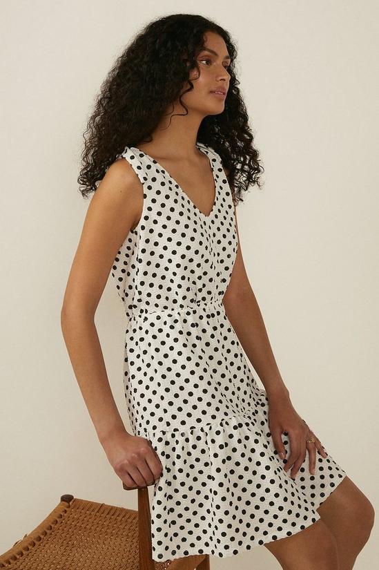 Oasis Polka Dot Textured Tie Shoulder Mini Dress 2