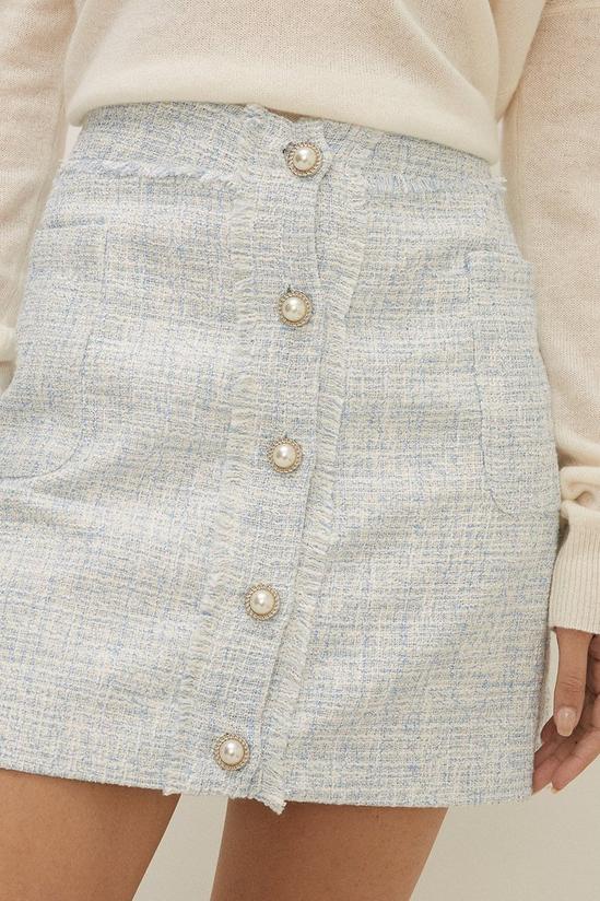 Oasis Tweed Pearl Button Front Mini Skirt 2