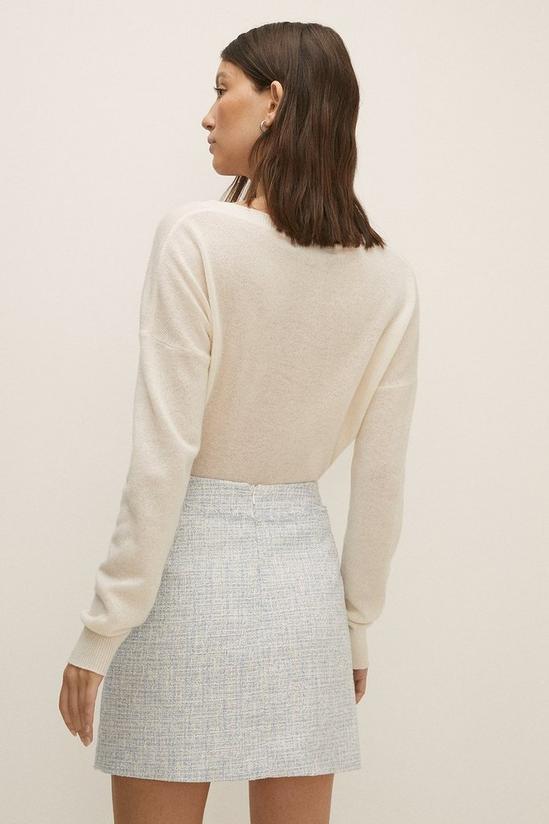 Oasis Tweed Pearl Button Front Mini Skirt 3