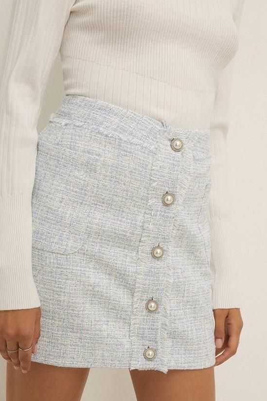 Oasis Tweed Pearl Button Front Mini Skirt 4