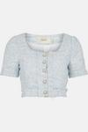 Oasis Tweed Pearl Button Front Tailored Top thumbnail 4