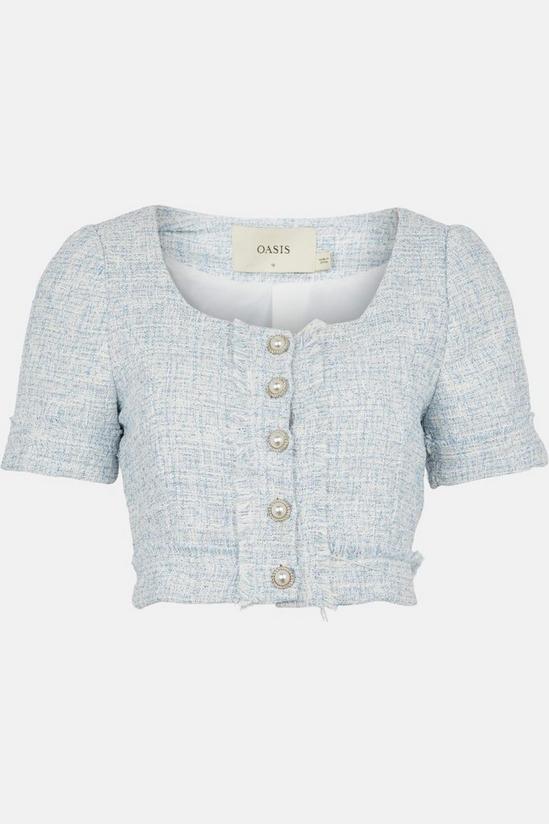 Oasis Tweed Pearl Button Front Tailored Top 4
