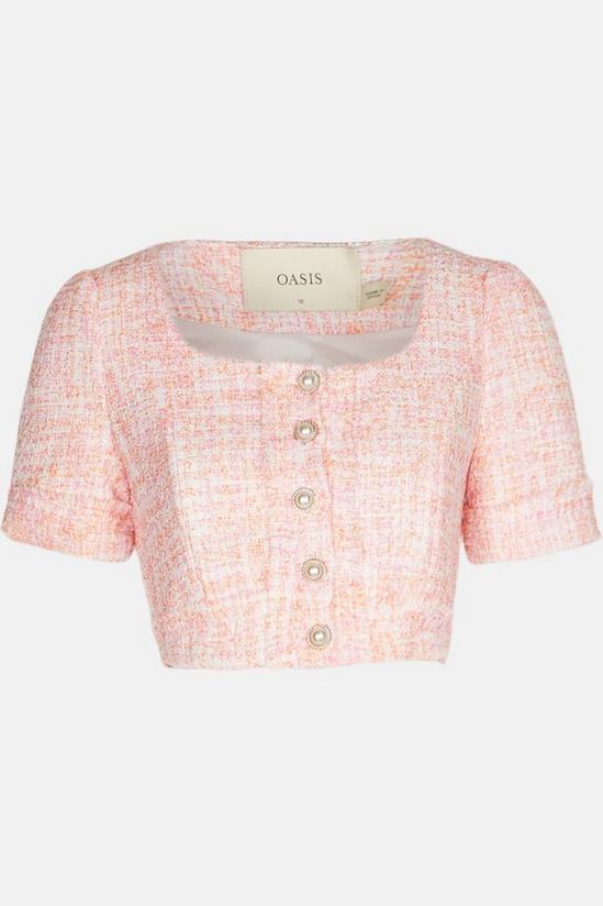 Oasis Tweed Pearl Button Front Tailored Top 6