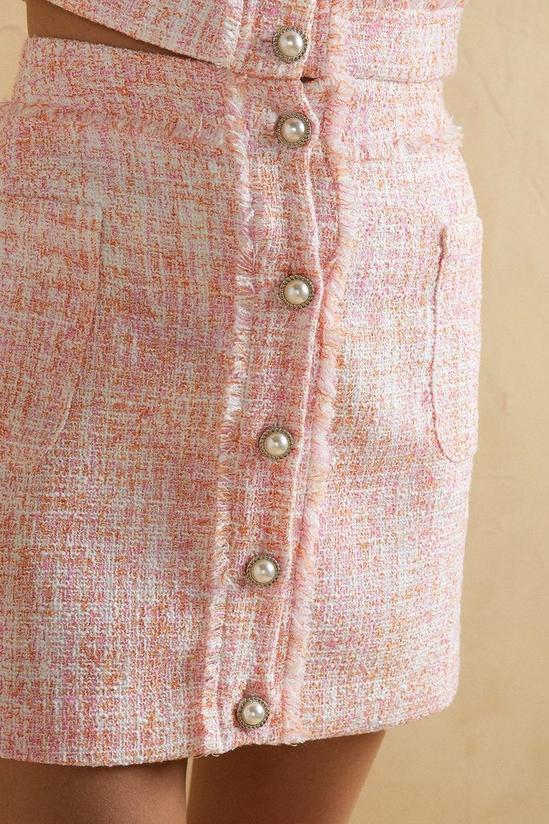 Oasis Tweed Pearl Button Through Mini Skirt 4