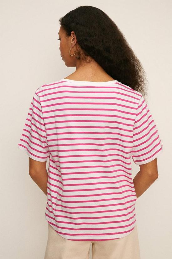 Oasis Cotton Stripe V Neck T-shirt 3