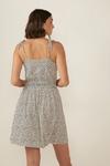 Oasis Mono Ditsy Crinkle Shirred Waist Mini Dress thumbnail 3