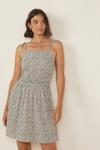 Oasis Mono Ditsy Crinkle Shirred Waist Mini Dress thumbnail 4