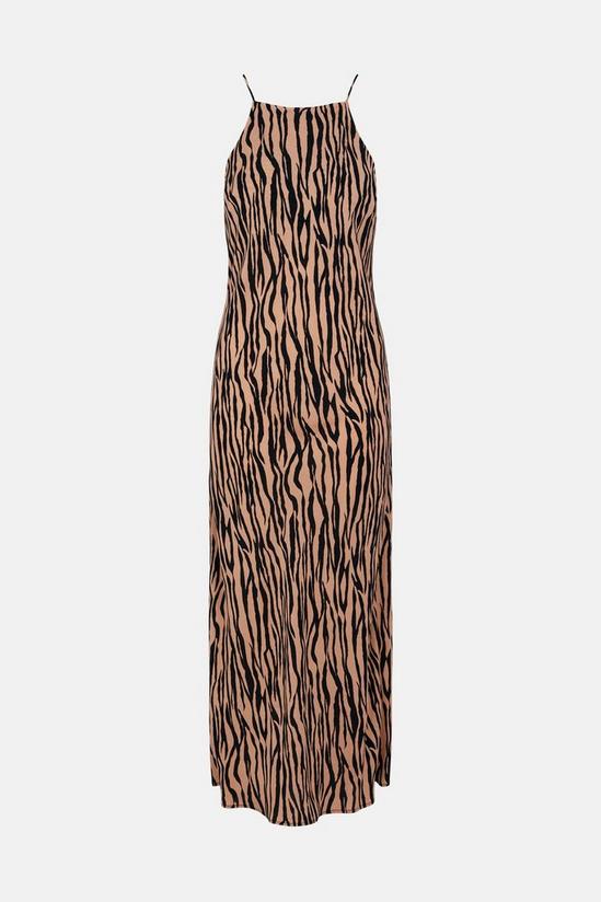Oasis Neutral Zebra Print Cut Away Slip Midi Dress 5