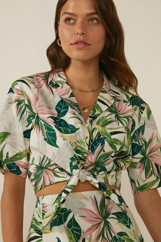 Oasis Tropical Palm Print Tie Front Shirt 3