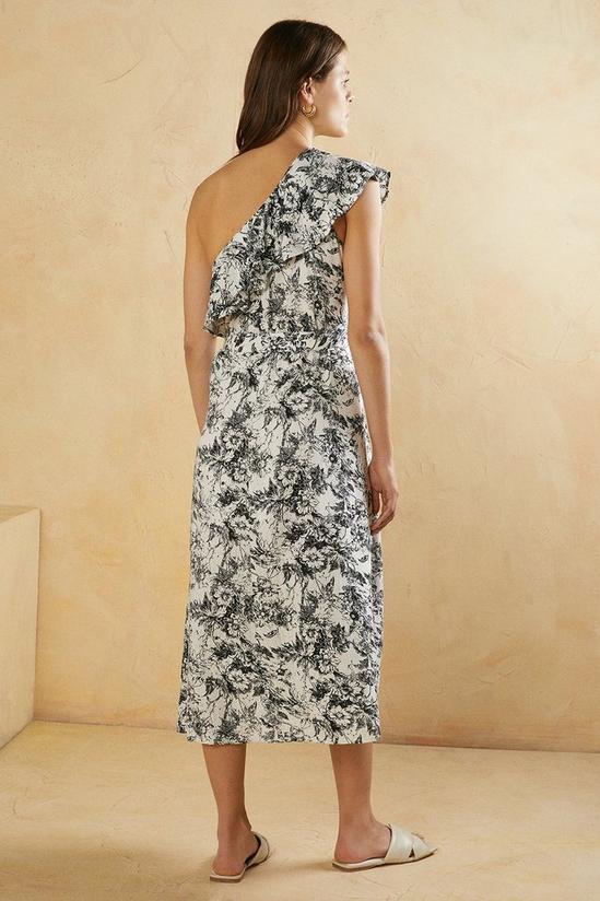 Oasis Mono Floral One Shoulder Ruffle Dress 3