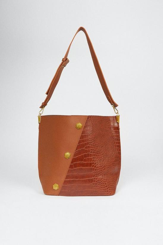 Oasis Croc Mix Studded Tote Bag With Pouch 1