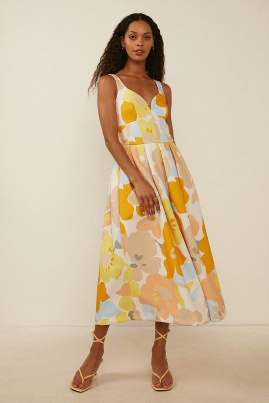 Oasis Bold Floral Print Scuba Midi Dress 1