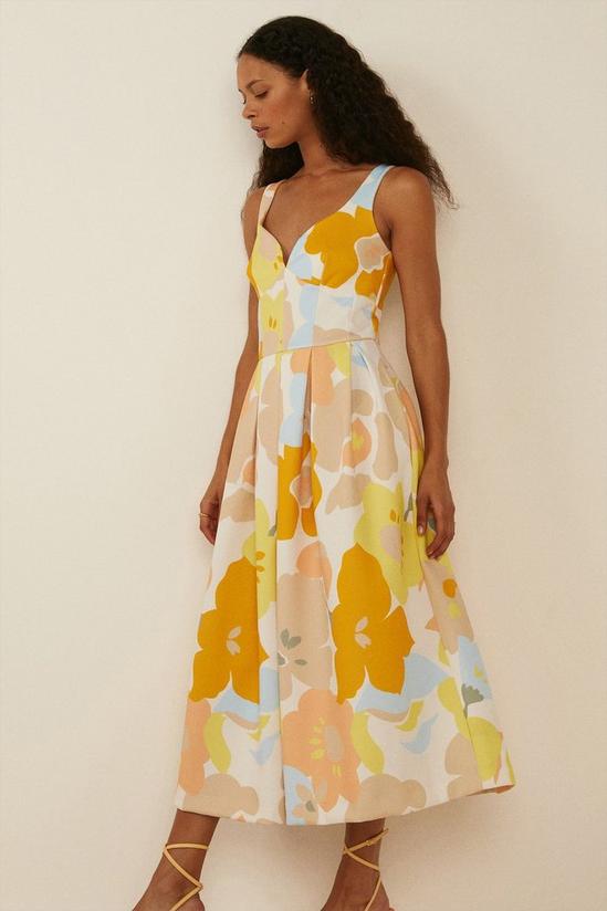 Oasis Bold Floral Print Scuba Midi Dress 2
