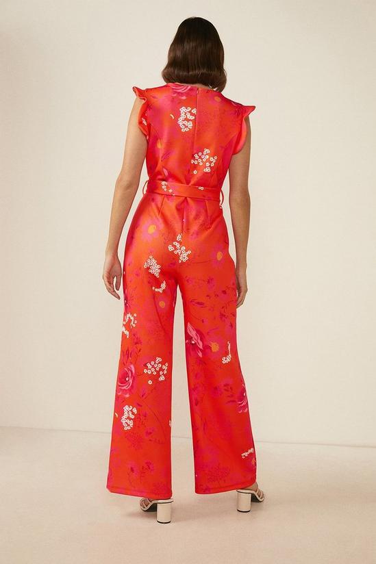 Oasis Orange Floral Print Tie Waist Scuba Jumpsuit 3