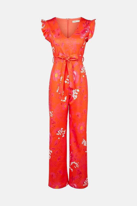 Oasis Orange Floral Print Tie Waist Scuba Jumpsuit 5