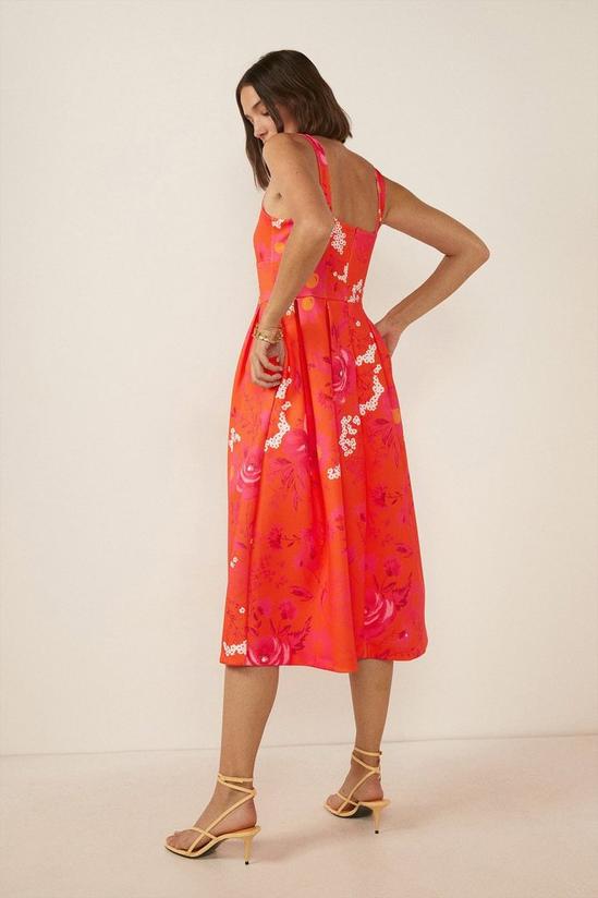Oasis Orange Floral Print Scuba Midi Dress 3