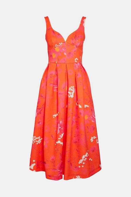 Oasis Orange Floral Print Scuba Midi Dress 5