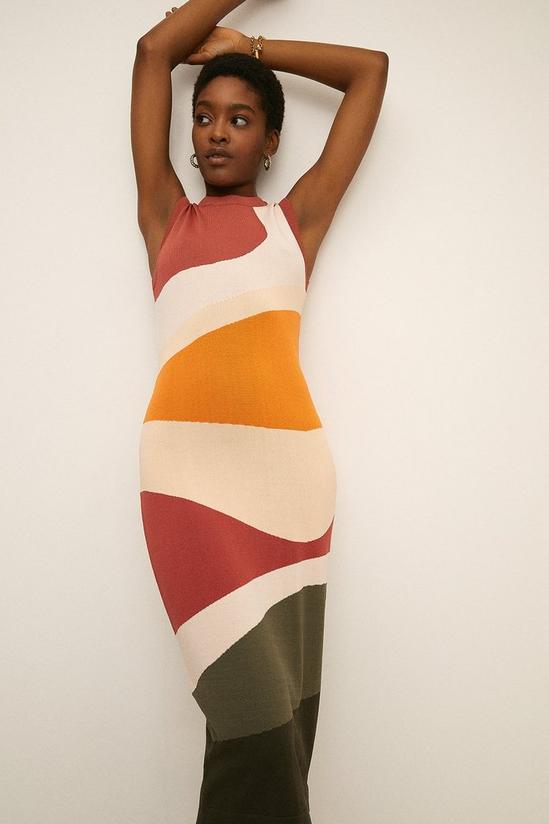 Oasis Intarsia Pattern Knit Dress 1