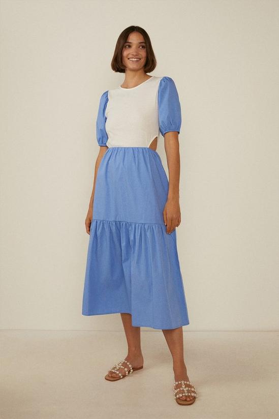 Oasis Jersey And Poplin Mix Cut Out Dress 1