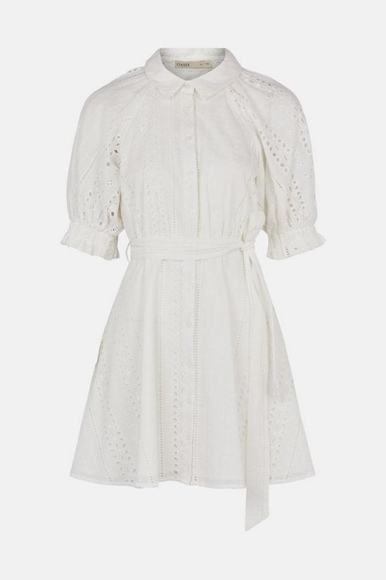 Oasis All Over Cutwork Embroidered Mini Shirt Dress 5
