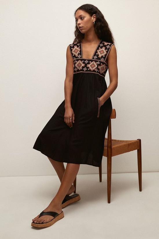 Oasis Embroidered Wide Strap Dress 1