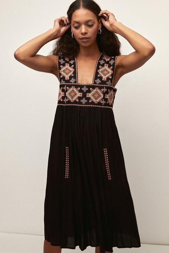 Oasis Embroidered Wide Strap Dress 4