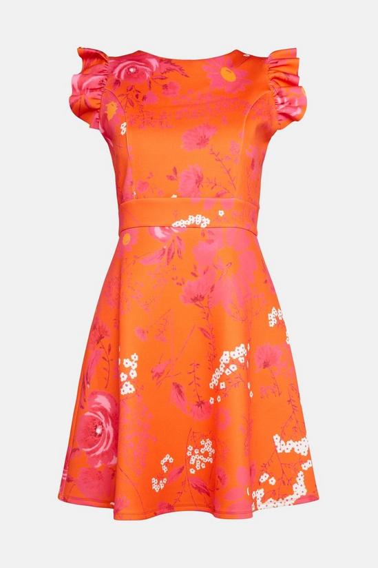 Oasis Orange Floral Print Scuba Skater Dress 5