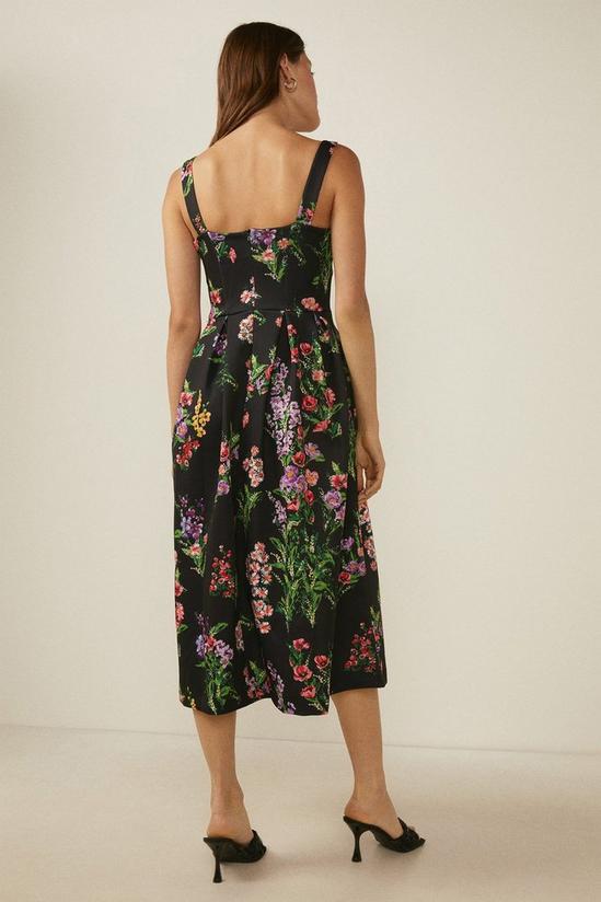 Oasis Black Floral Print Scuba Midi Dress 3