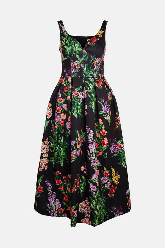Oasis Black Floral Print Scuba Midi Dress 5
