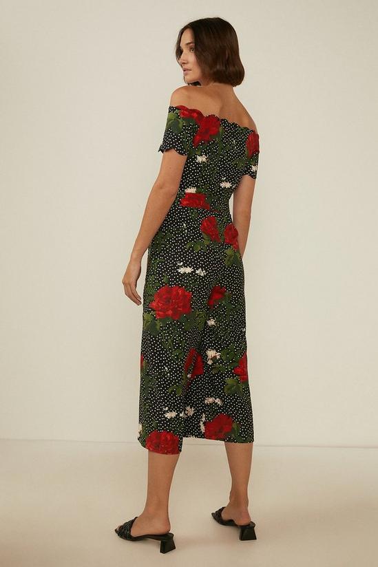 Oasis Spot And Floral Print Scallop Bardot Jumpsuit 3