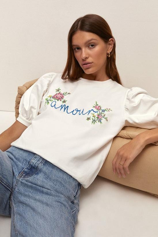 Oasis Amour Cross Stitch Short Sleeve Sweatshirt 2