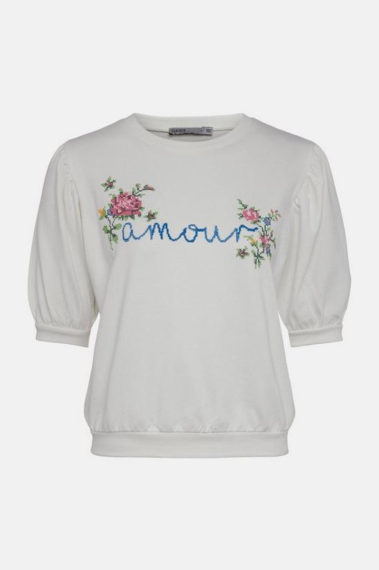 Oasis Amour Cross Stitch Short Sleeve Sweatshirt 5