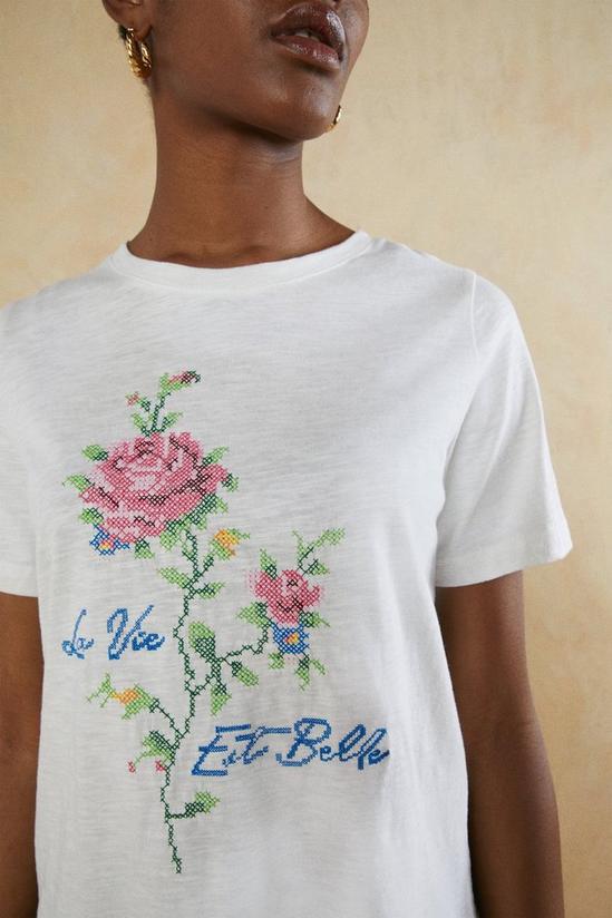 Oasis La Vie Est Belle Cross Stitch T-shirt 2