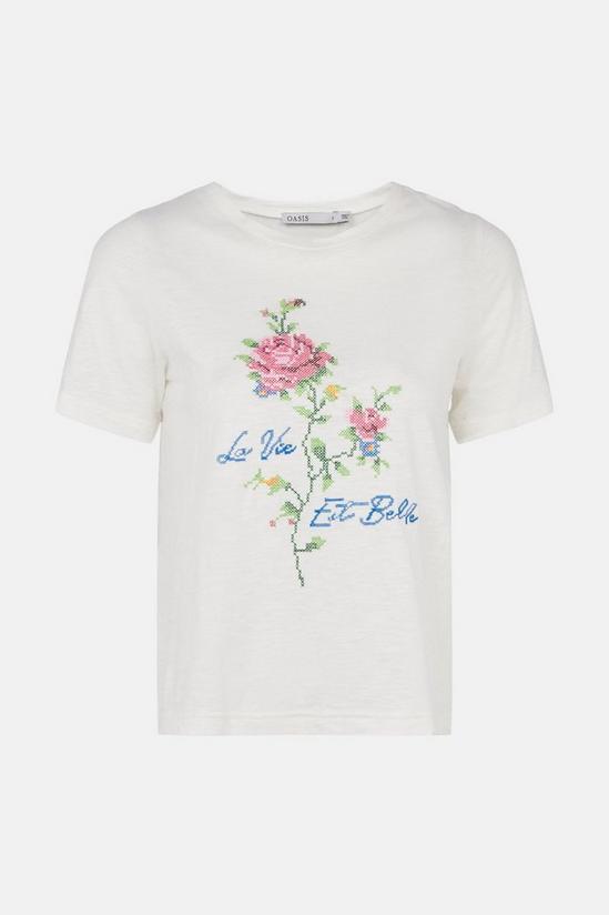 Oasis La Vie Est Belle Cross Stitch T-shirt 5
