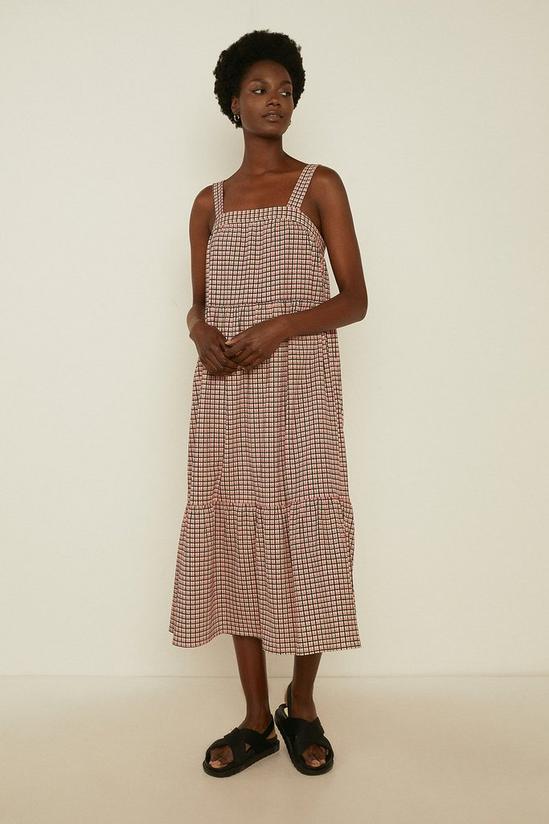 Oasis Textured Check Tiered Midi Dress 4