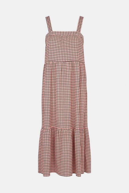 Oasis Textured Check Tiered Midi Dress 5