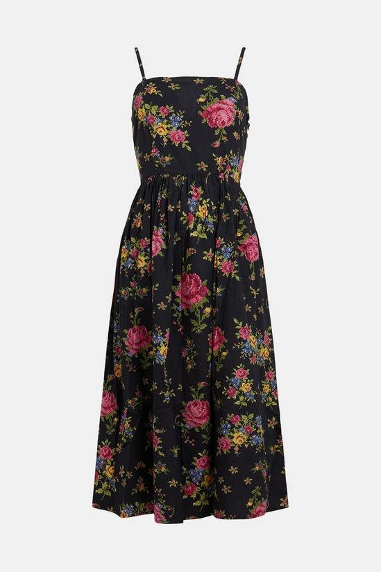Oasis Strappy Printed Fit And Flare Midi Dress 4