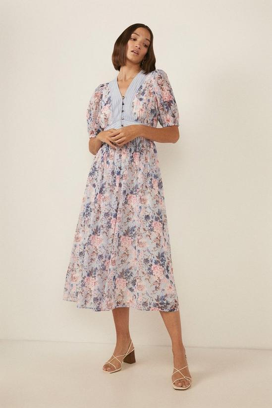 Oasis Floral Printed Dobby Chiffon Midi Dress 1