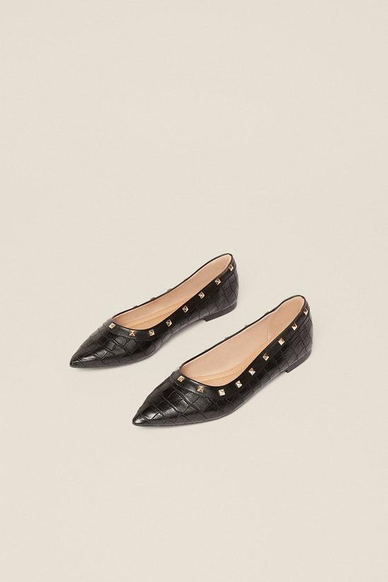 Oasis Studded Point Croc Flat 2